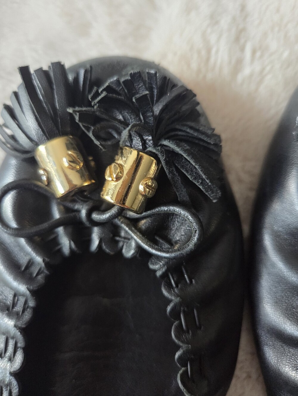 Tory Burch Size 10 1/2 Black Tassel Ballet Flats - Classic Women’s Slip-On - Picture 4 of 7